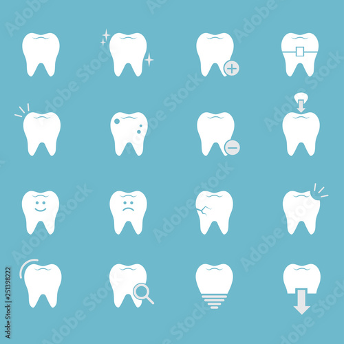 Teeth, tooth, dental, dentist vector icon set.