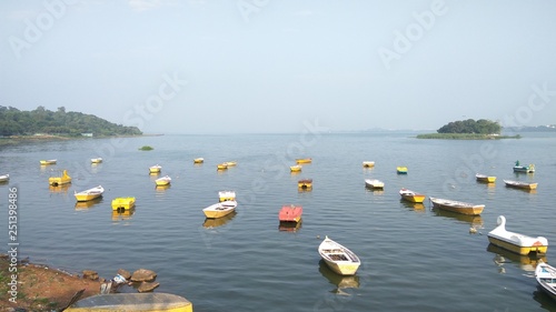 boats on the lake, view from upper lake Bhopal photo