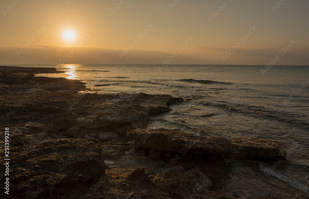 A sunrise by the sea of Oropesa, Castellon