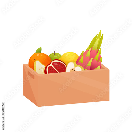 Sweet dessert in deep rectangular box isolated on white background