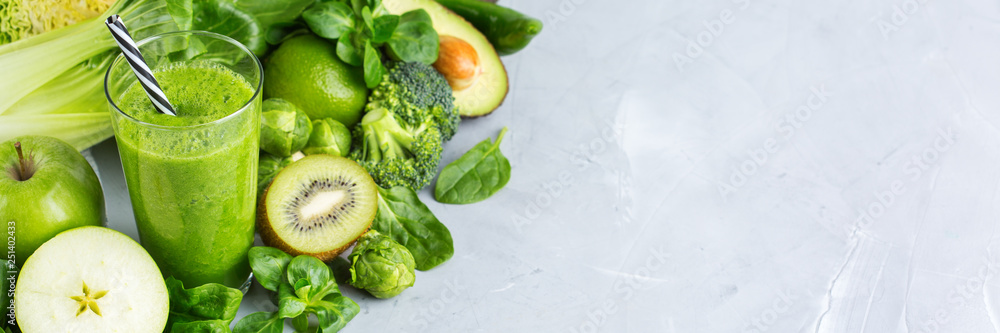 Green smoothie with vegetables for healthy, raw, vegan diet Green smoothie with vegetables for healthy, raw, vegan diet