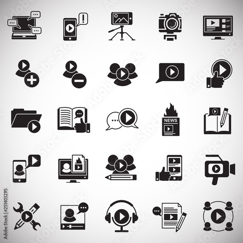 Video Blog icons set on white background for graphic and web design, Modern simple vector sign. Internet concept. Trendy symbol for website design web button or mobile app