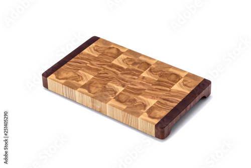 One wooden cutting Board on white background. Iisolate on white