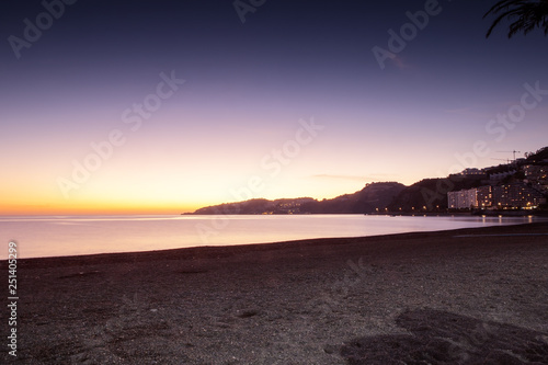 sunset in the town of almunecar spain