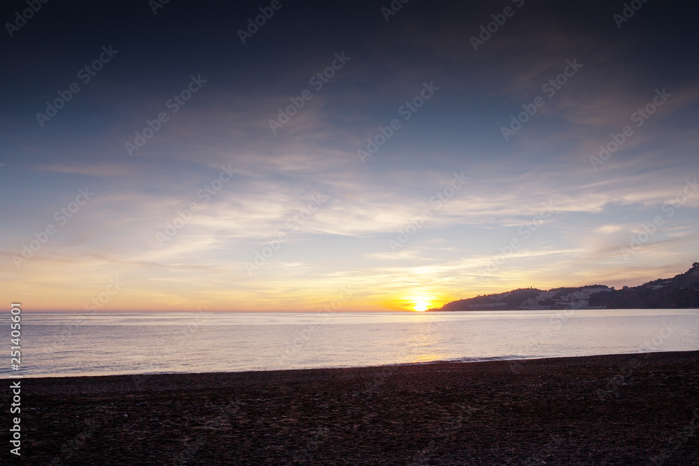 Fototapeta premium sunset on the beach in almunecar spain