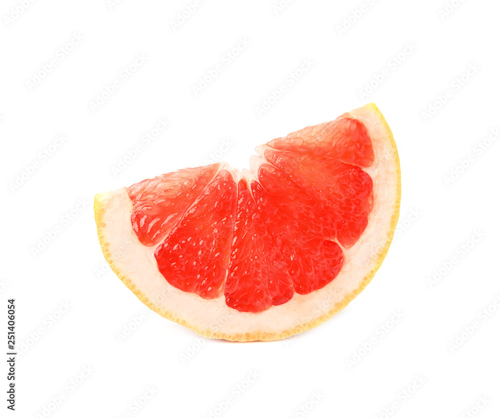 Slice of ripe juicy grapefruit on white background Slice of ripe juicy grapefruit on white background