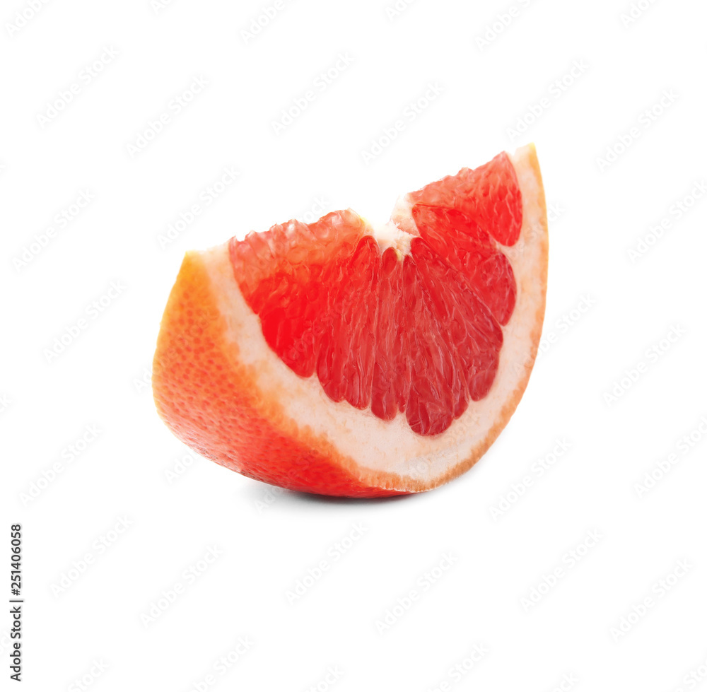 Slice of ripe juicy grapefruit on white background Slice of ripe juicy grapefruit on white background