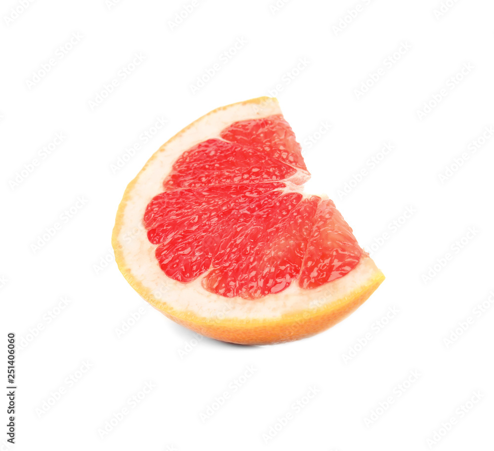 Slice of ripe juicy grapefruit on white background Slice of ripe juicy grapefruit on white background