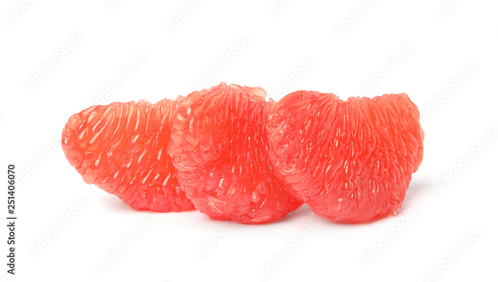 Slices of ripe juicy grapefruit on white background Slices of ripe juicy grapefruit on white background