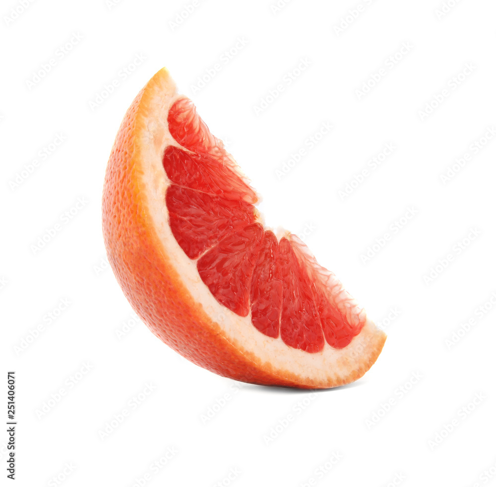 Slice of ripe juicy grapefruit on white background Slice of ripe juicy grapefruit on white background