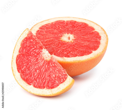 Ripe grapefruit on white background. Fresh fruit