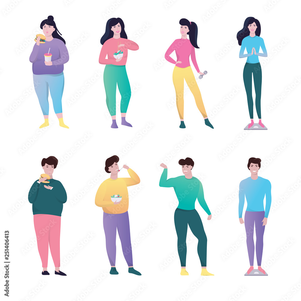 Obraz premium From fat to slim. Idea of weight loss