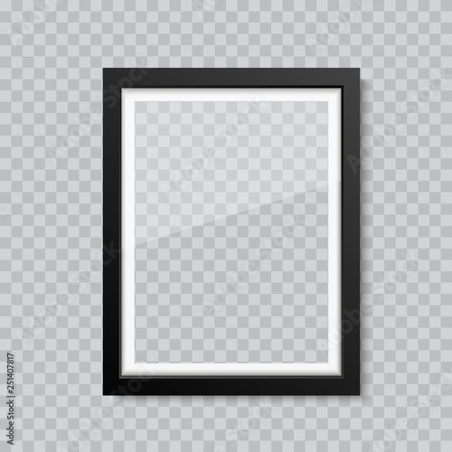 Realistic blank glass picture or photograph frame. Vector