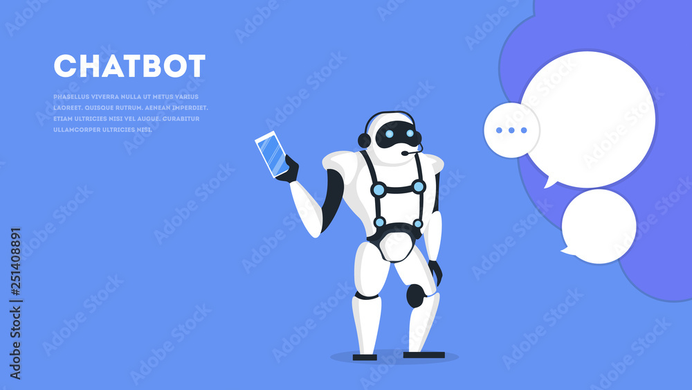 Communication with a chatbot concept. Customer service