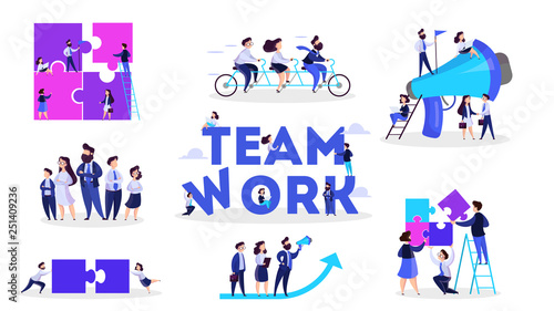 People work together in team. Strategy and business