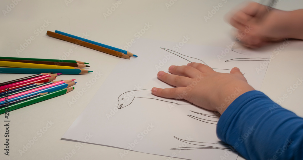 child drawing with crayons child drawing with crayons