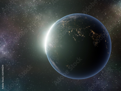 Fototapeta Naklejka Na Ścianę i Meble -  Earth globe with rising Sun