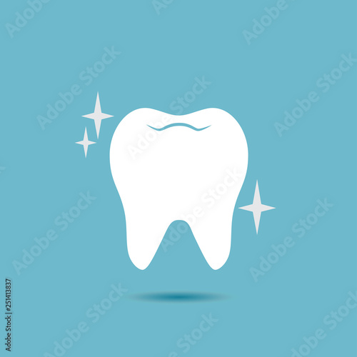 Shiny, healthy tooth vector icon. photo