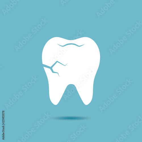 Broken tooth vector icon isolated on white background.