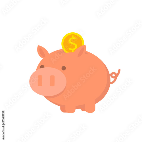 The gold coin is placed in a piggy bank.