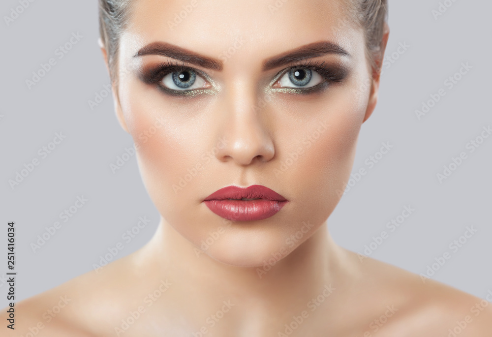 Portrait of a woman with beautiful make-up. Professional makeup and skin care. Portrait of a woman with beautiful make-up. Professional makeup and skin care.