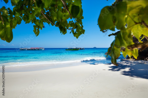 Beautiful tropical beach with clear blue water © victoryb