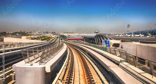 Dubai, UAE - April 7, 2014. Dubai Metro high-speed rail network. Metro in Dubai photo