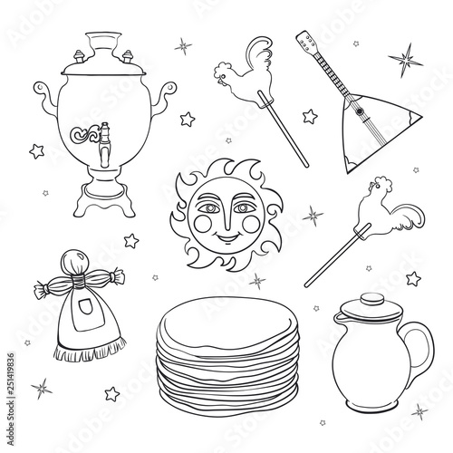 Maslenitsa line set - slavic holiday carnival.