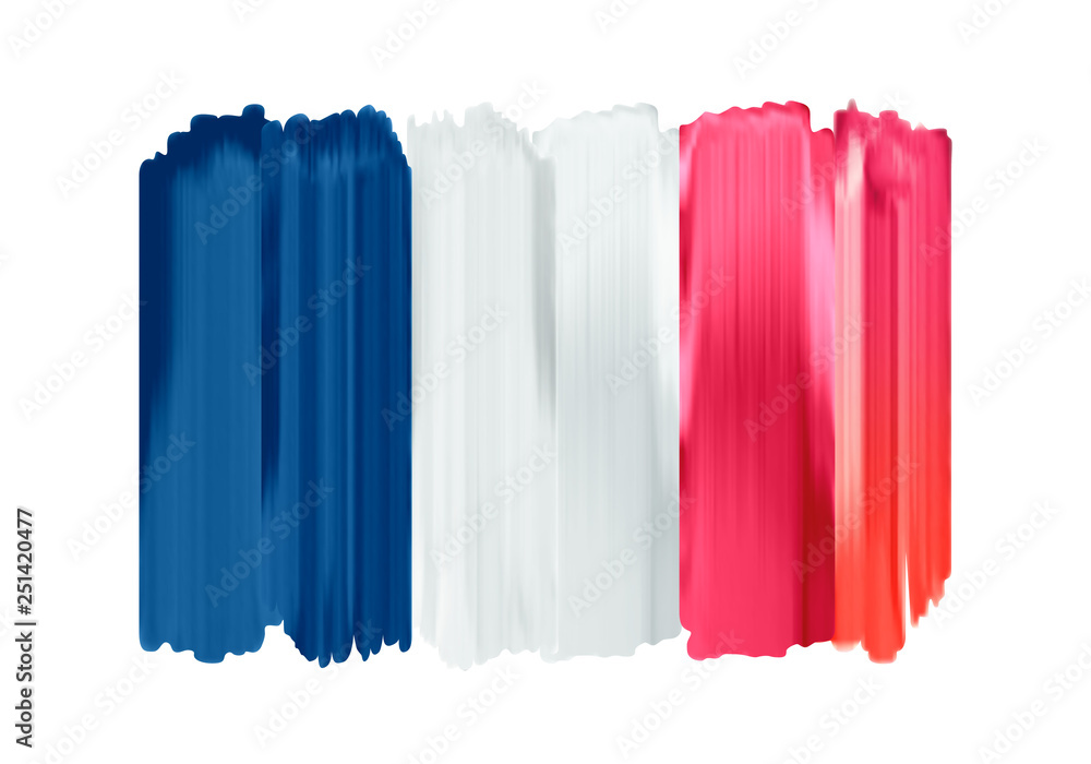 France colorful brush strokes painted flag.