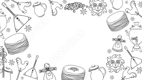 Maslenitsa line set - slavic holiday carnival.