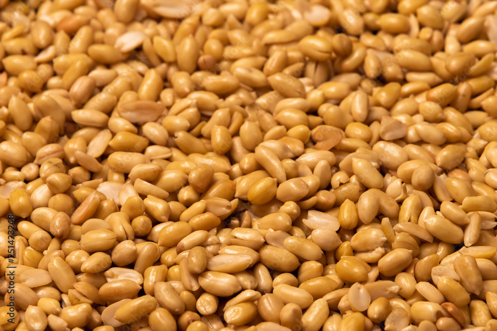 Washed grains of peeled peanuts ready for frying Washed grains of peeled peanuts ready for frying