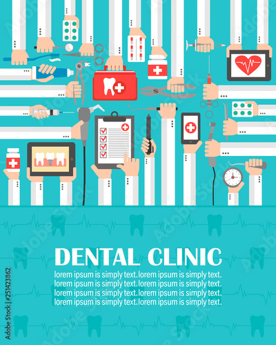 Dental clinic flat design.lorem ipsum is simply text.Vector illustration