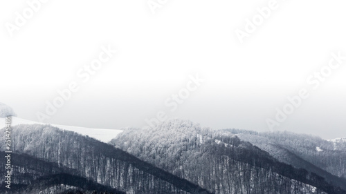 Frozen landscapes on a cold day of winter in Trascaului Mountains, Romania photo