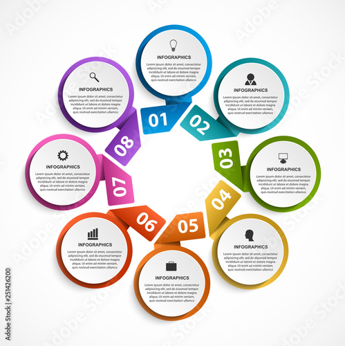 Circle infographics template. Infographics for business presentations or information banner.