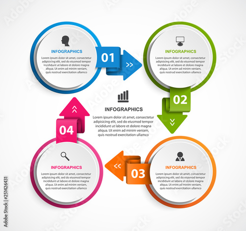 Circle infographics template. Infographics for business presentations or information banner.