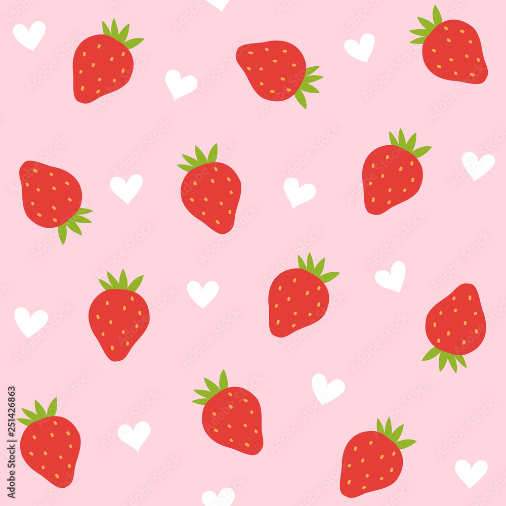 Strawberry pattern on pink background Strawberry pattern on pink background
