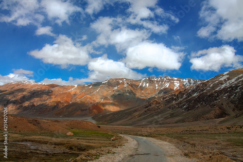 The extreme terrains in the snow covered mountains