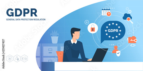 Man searching informations on GDPR