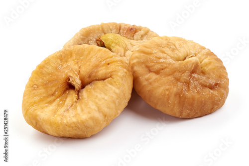 Dried figs fruit, close-up, isolated on white background