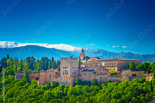 Famous Alhambra in sunset photo
