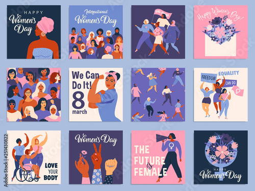 International Women s Day set. Vector templates for card, poster, flyer and other users.