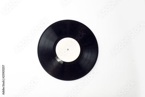 gramophone record of different sizes on a light background. View from above