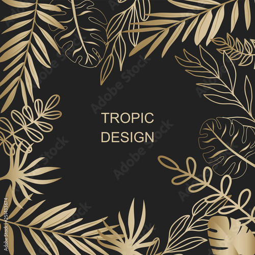 Gold exotic leaves background