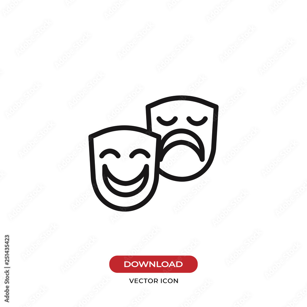 Theater mask icon vector Theater mask icon vector
