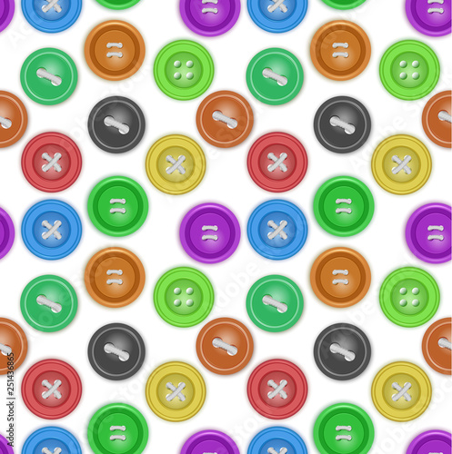 Seamless pattern with buttons for clothes of different, bright colors, Ideal for textile, wallpaper, wrapping, web pages, etc.
