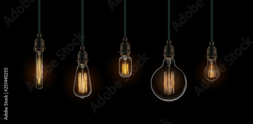 Realistic vector illustration of light bulb. Old fashion and decorative bulb for interior design.