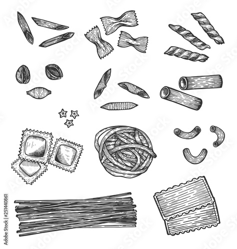 Collection of different sizes and shapes of macaroni