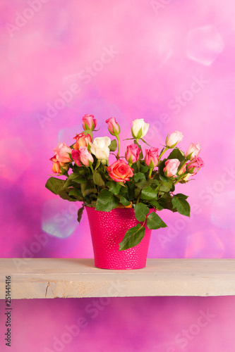 Wallpaper Mural Bouquet colorful roses in vase Torontodigital.ca