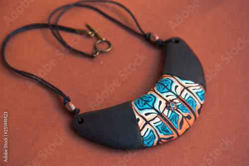 Ethnic bib necklace from polymer clay. African Jewelry. Handmade jewelry.