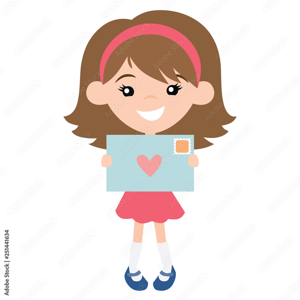 Vector Cute Pen Pal Girl with Envelope Illustration Vector Cute Pen Pal Girl with Envelope Illustration